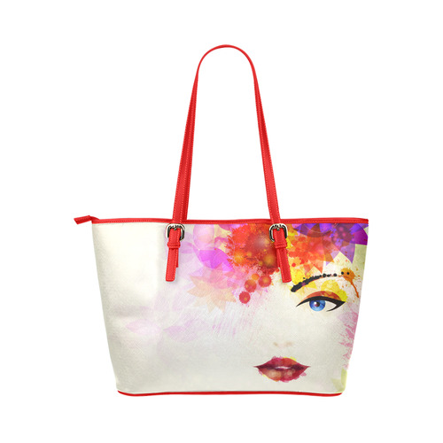 Colorful girl bag Leather Tote Bag/Large (Model 1651)