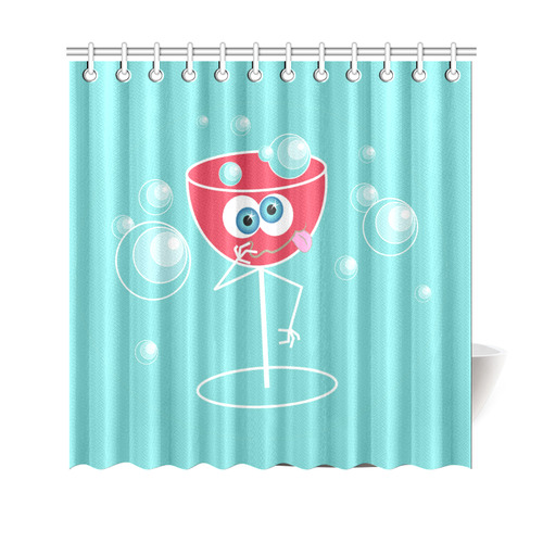Cute Drunk Cocktail Glass Blue Eyes Shower Curtain 69"x70"