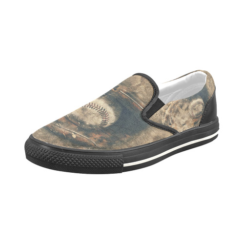 Abstract Vintage Baseball Slip-on Canvas Shoes for Kid (Model 019)