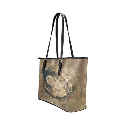 Abstract Vintage Baseball Leather Tote Bag/Large (Model 1651)