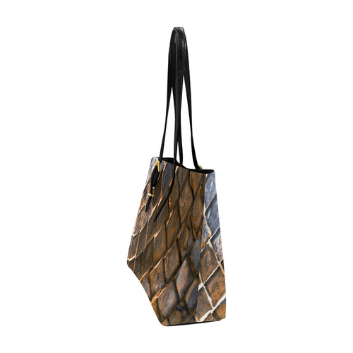 Copper Rust Geometric Pattern Euramerican Tote Bag/Large (Model 1656)