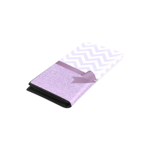 Purple Glitter, Purple Chevron, Purple Bow Women's Leather Wallet (Model 1611)