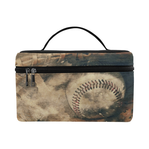 Abstract Vintage Baseball Cosmetic Bag/Large (Model 1658)