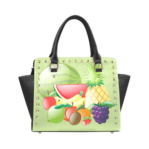 Fruit Bananas Grapes Pineapple Watermelon Rivet Shoulder Handbag (Model 1645)