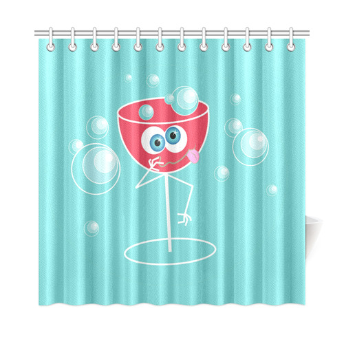 Cute Drunk Cocktail Glass Blue Eyes Shower Curtain 72"x72"