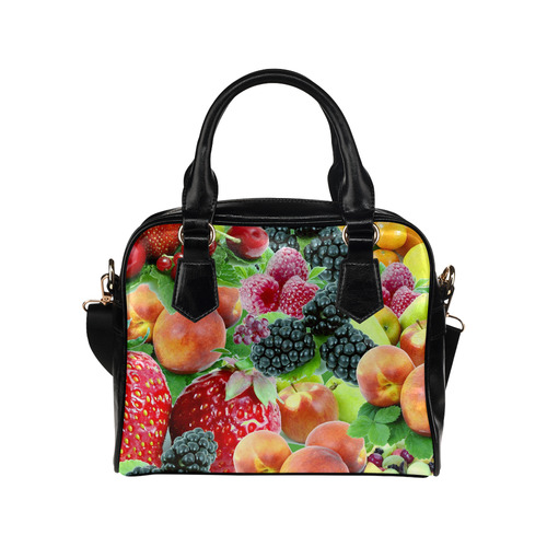 Fruit Strawberry Blackberry Raspberry Peach Shoulder Handbag (Model 1634)