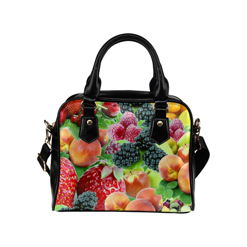 Fruit Strawberry Blackberry Raspberry Peach Shoulder Handbag (Model 1634)