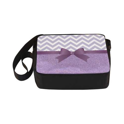 Purple Glitter, Purple Chevron, Purple Bow Classic Cross-body Nylon Bags (Model 1632)