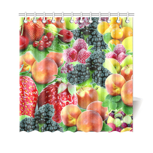 Fruit Strawberry Blackberry Raspberry Peach Shower Curtain 69"x70"