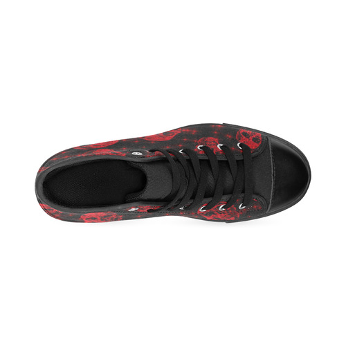 sparkling glitter skulls red by JamColors High Top Canvas Shoes for Kid (Model 017)