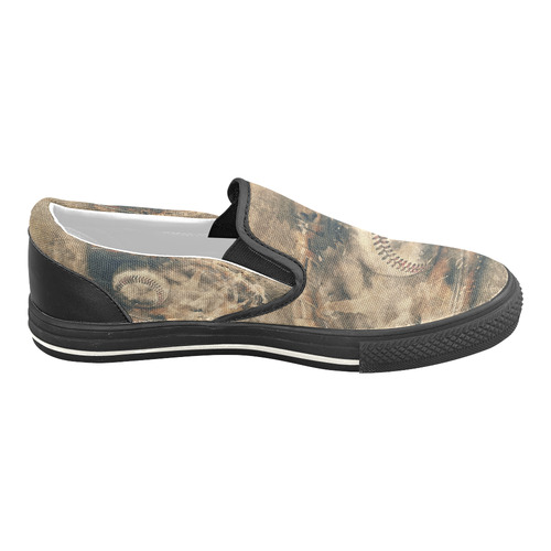 Abstract Vintage Baseball Slip-on Canvas Shoes for Kid (Model 019)