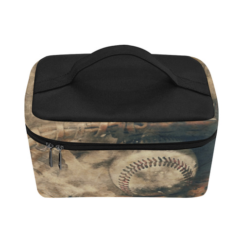 Abstract Vintage Baseball Cosmetic Bag/Large (Model 1658)