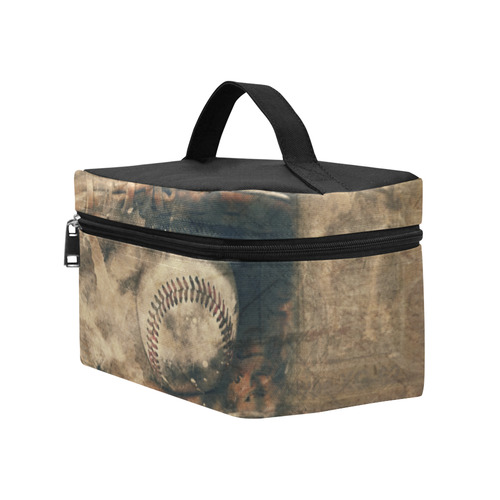 Abstract Vintage Baseball Cosmetic Bag/Large (Model 1658)