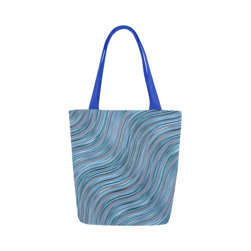 Metallic Turquoise Blue Waves Blue Canvas Tote Bag (Model 1657)