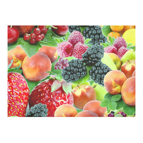 Fruit Strawberry Blackberry Raspberry Peach Cotton Linen Tablecloth 60"x 84"
