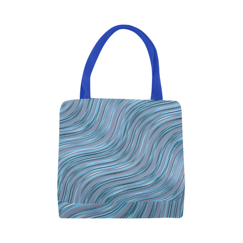 Metallic Turquoise Blue Waves Blue Canvas Tote Bag (Model 1657)