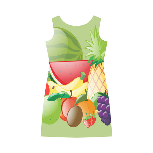 Fruit Watermelon Bananas Grapes Pineapple Round Collar Dress (D22)