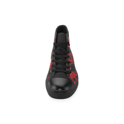 sparkling glitter skulls red by JamColors High Top Canvas Shoes for Kid (Model 017)