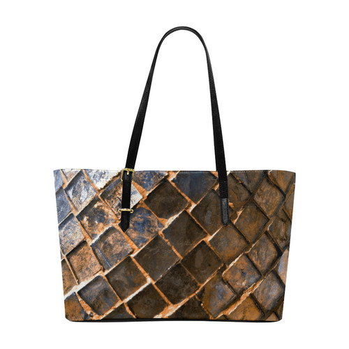 Copper Rust Geometric Pattern Euramerican Tote Bag/Large (Model 1656)