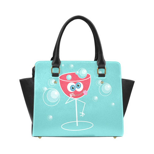 Cute Drunk Cocktail Glass Blue Eyes Classic Shoulder Handbag (Model 1653)