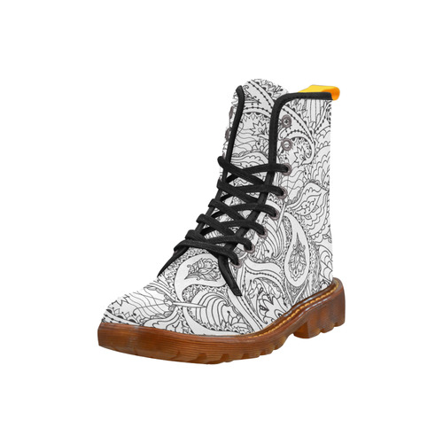 Floral Sketch Martin Boots For Women Model 1203H