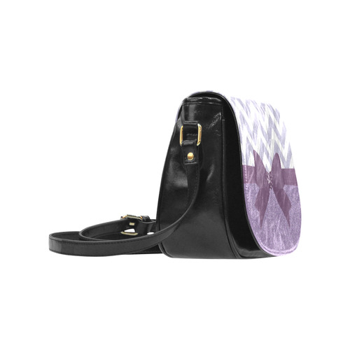 Purple Glitter, Purple Chevron, Purple Bow Classic Saddle Bag/Large (Model 1648)