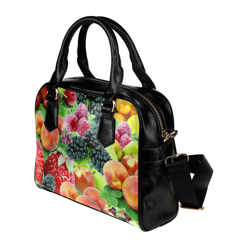 Fruit Strawberry Blackberry Raspberry Peach Shoulder Handbag (Model 1634)