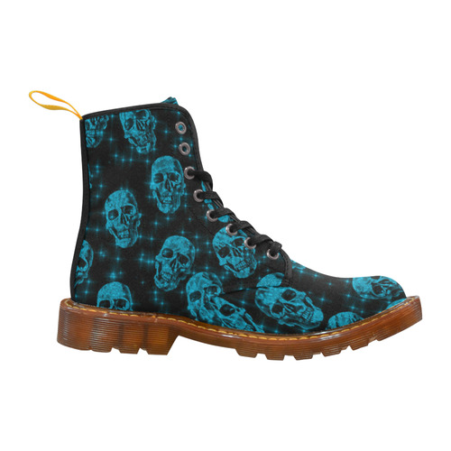 sparkling glitter skulls teal by JamColors Martin Boots For Women Model 1203H