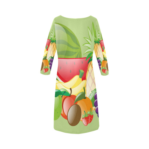 Fruit Watermelon Bananas Grapes Pineapple Round Collar Dress (D22)