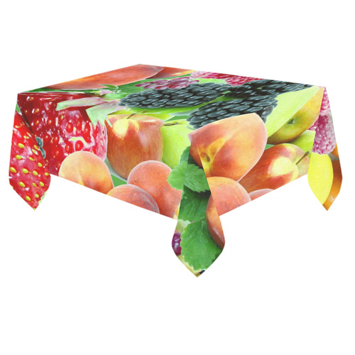 Fruit Strawberry Blackberry Raspberry Peach Cotton Linen Tablecloth 60"x 84"