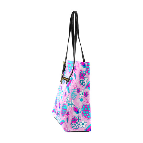 Berry Pink Fruit Flowers Floral Pattern Euramerican Tote Bag/Small (Model 1655)