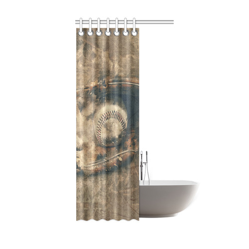 Abstract Vintage Baseball Shower Curtain 36"x72"