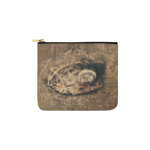 Abstract Vintage Baseball Carry-All Pouch 6''x5''