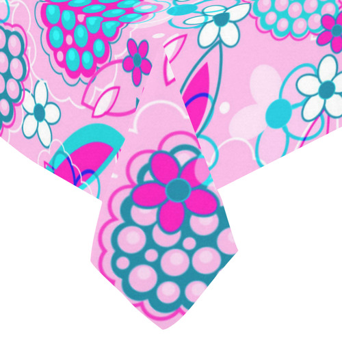 Berry Pink Fruit Flowers Floral Pattern Cotton Linen Tablecloth 60"x 84"
