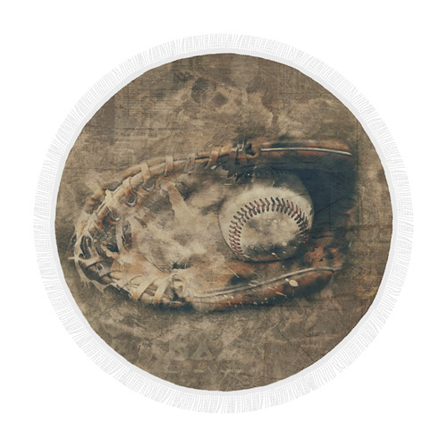 Abstract Vintage Baseball Circular Beach Shawl 59"x 59"
