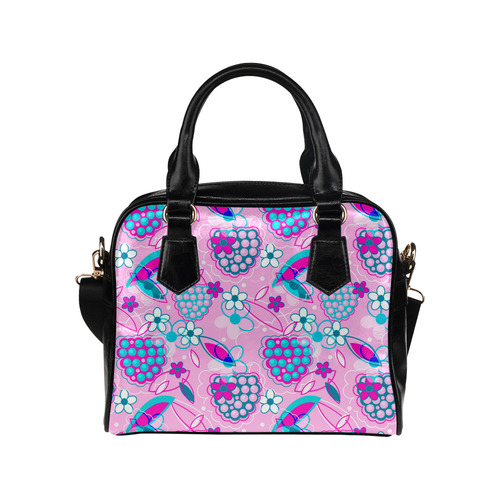 Berry Pink Fruit Flowers Floral Pattern Shoulder Handbag (Model 1634)