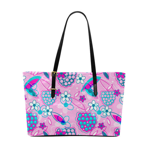 Berry Pink Fruit Flowers Floral Pattern Euramerican Tote Bag/Large (Model 1656)