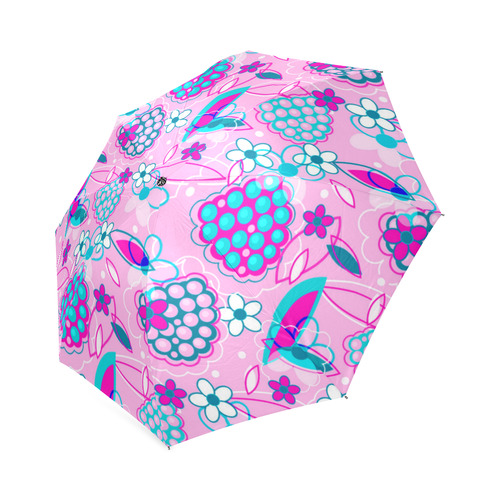 Berry Pink Fruit Flowers Floral Pattern Foldable Umbrella (Model U01)