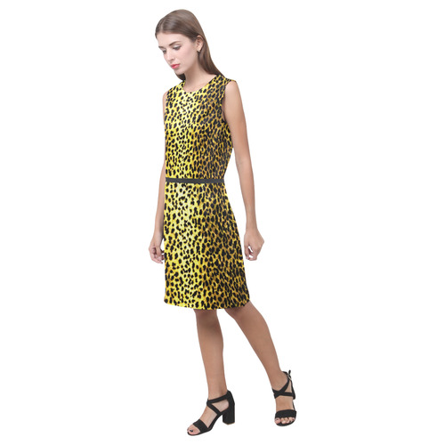 Leopard Wallpaper Print Eos Women's Sleeveless Dress (Model D01)