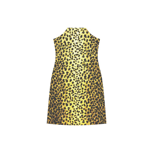 Leopard Wallpaper Print V-Neck Open Fork Long Dress(Model D18)