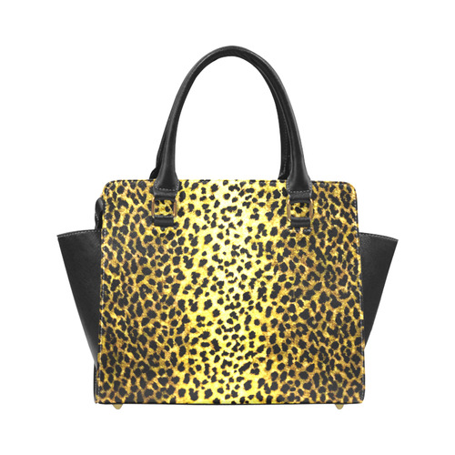 Leopard Wallpaper Print Rivet Shoulder Handbag (Model 1645)