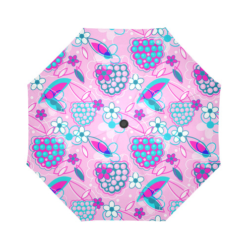 Berry Pink Fruit Flowers Floral Pattern Auto-Foldable Umbrella (Model U04)