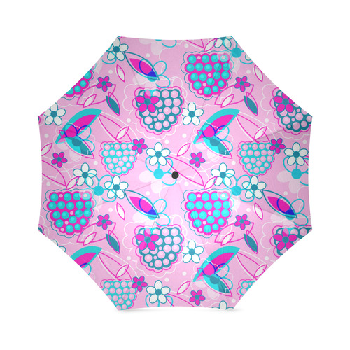 Berry Pink Fruit Flowers Floral Pattern Foldable Umbrella (Model U01)
