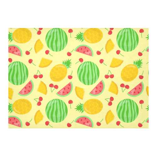 Fruit Watermelon Pineapple Cherries Cotton Linen Tablecloth 60"x 84"