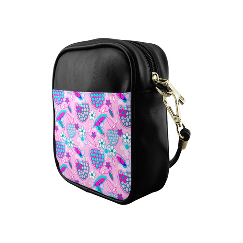 Berry Pink Fruit Flowers Floral Pattern Sling Bag (Model 1627)