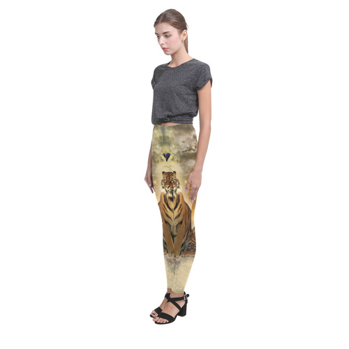 Awesome itger in the night Cassandra Women's Leggings (Model L01)