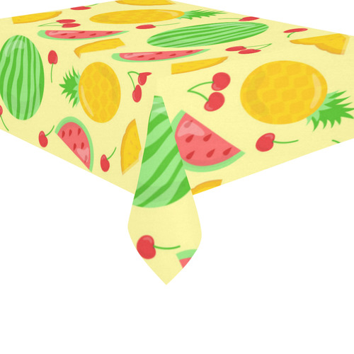 Fruit Watermelon Pineapple Cherries Cotton Linen Tablecloth 60"x 84"