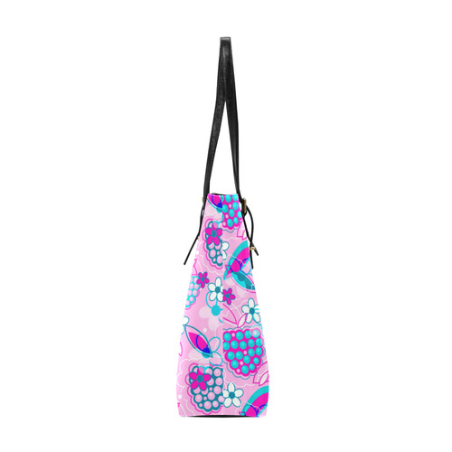 Berry Pink Fruit Flowers Floral Pattern Euramerican Tote Bag/Small (Model 1655)