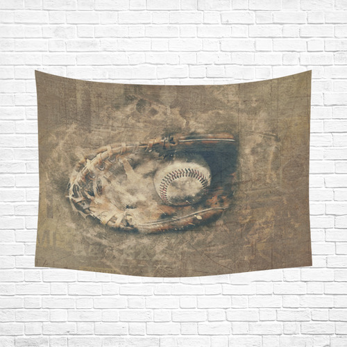 Abstract Vintage Baseball Cotton Linen Wall Tapestry 80"x 60"