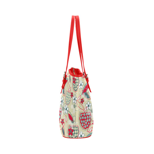 Berry Sweet Fruit Flower Floral Leather Tote Bag/Large (Model 1651)